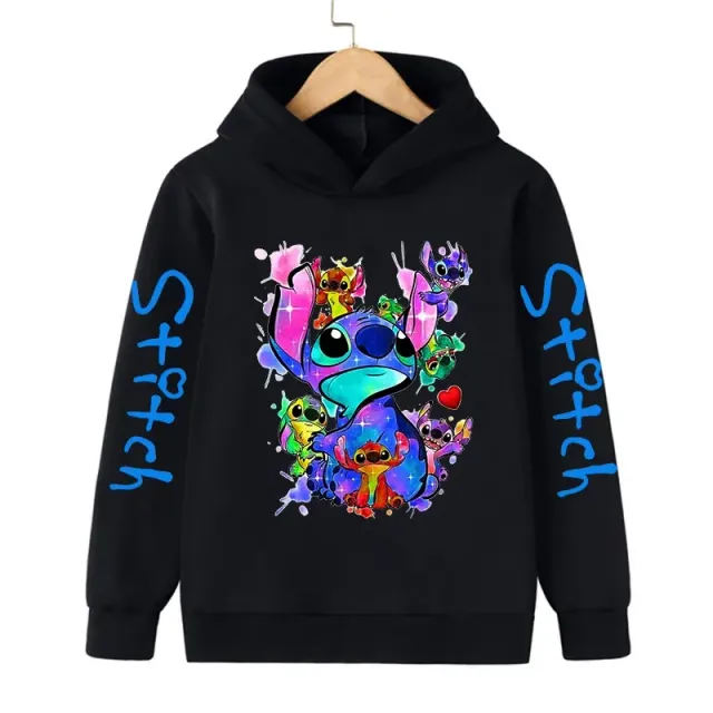 Bluza pentru copii cu glugă și imprimeu drăguț Stitch