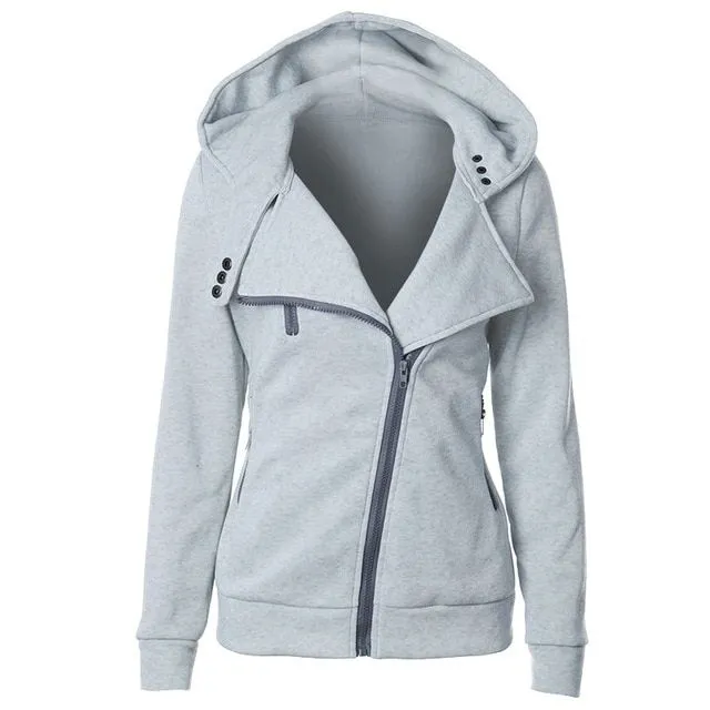 Women's sweatshirt with crooked zipper