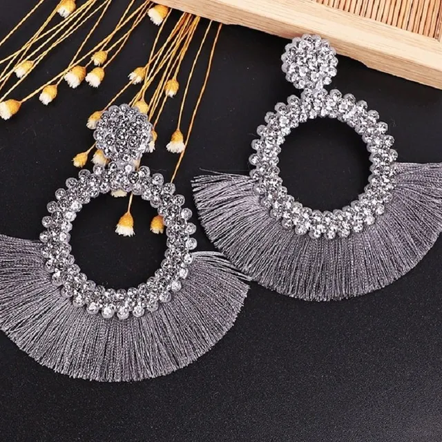 Women's hanger earrings with tassel G580