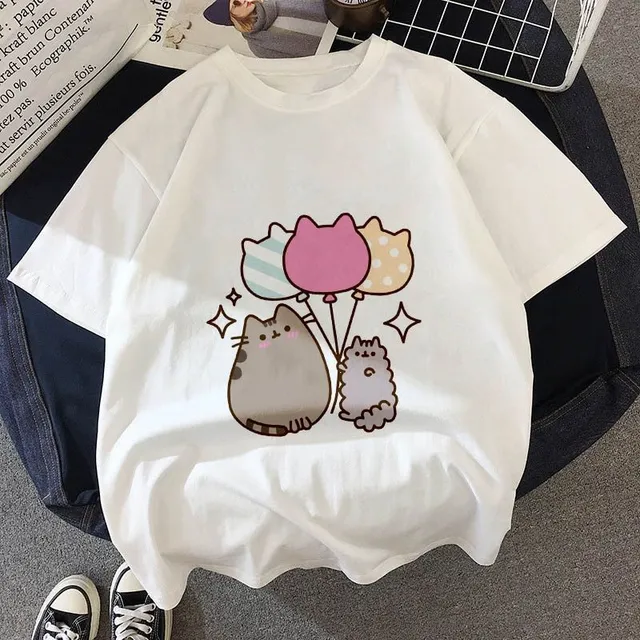 Cute kawaii t-shirt with favorite cat for kids