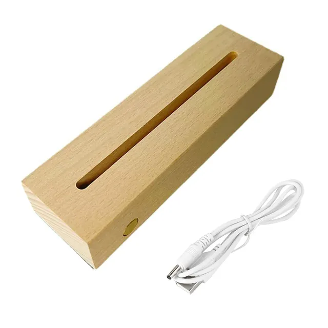 Wooden lamp with LED lighting and color rectangular display