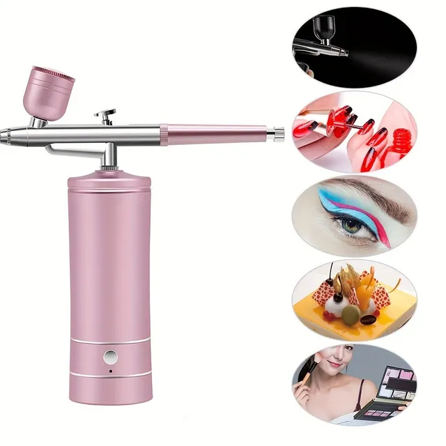 Professional set of spray gun with compressor and oxygenator for makeup, tattoo, nails, body art and sunbathing - Beauty of airbrush