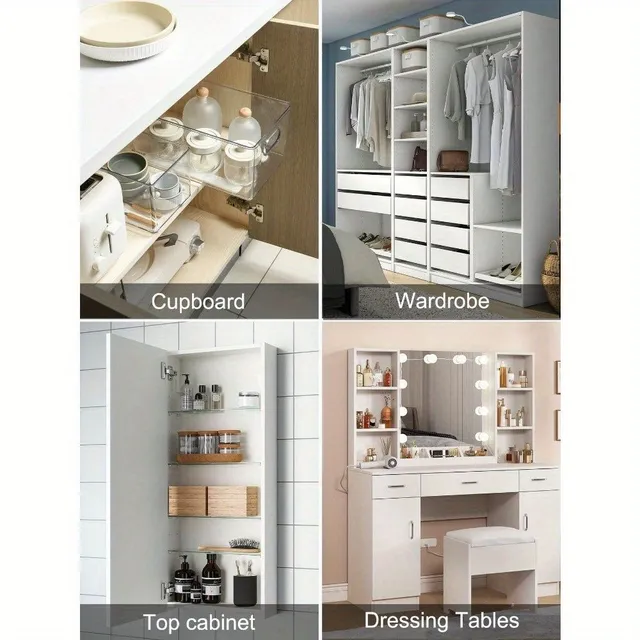 Slide rails white drawers - Railways for closet, kitchen, bedroom - Kitchen drawer - Cart