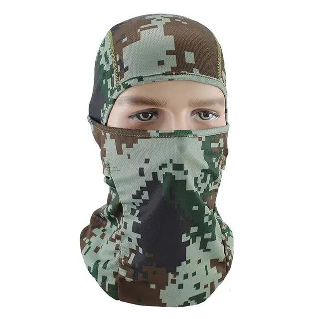 Unisex kamuflážní lyžařská maska s kapucí a plným krytím obličeje - pro muže a ženy