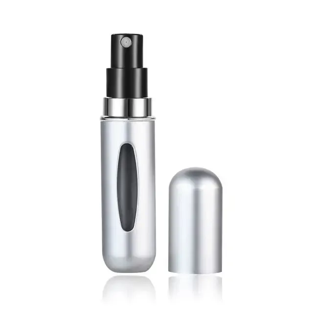 Practical portable mini bottle for perfume - indicator of quantity inside, more color variants