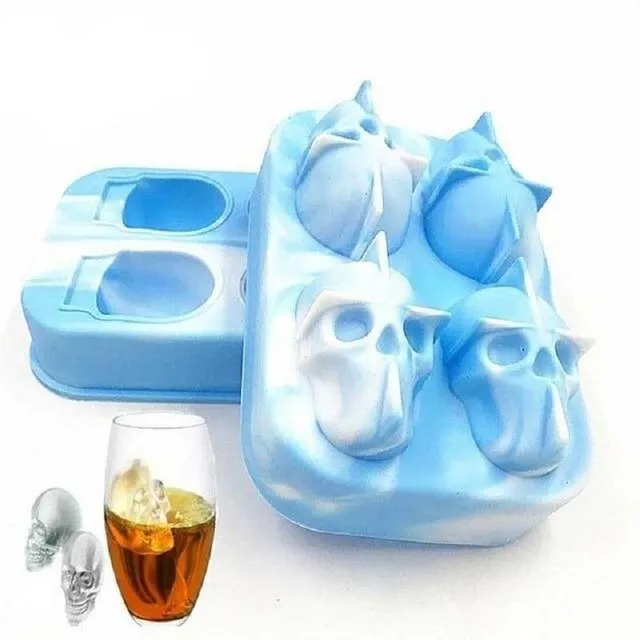 Silicone form for ice in the shape of a skull