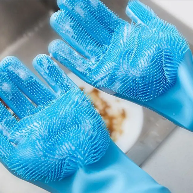 Praktické silikónové farebné rukavice so štetinami na umývanie štvornohých miláčikov Yissakhar