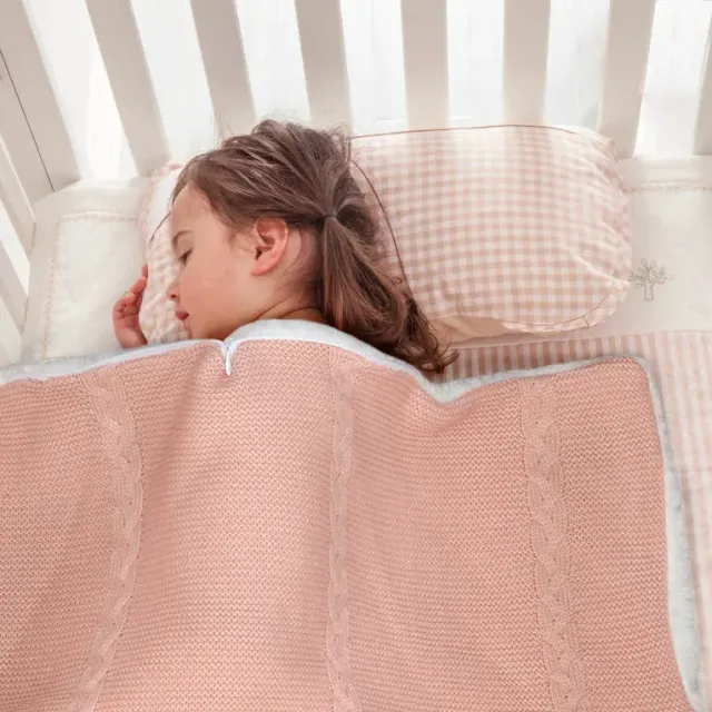 Pletený hřejivý spací vak z vlny pro novorozence na podzim/zimu do postýlky nebo kočárku