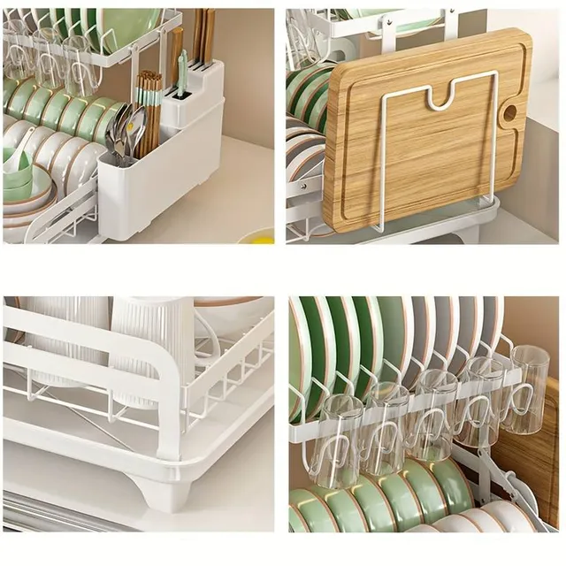 Smart dish dryer: 2 floors, drip, glass dryer and cutlery + bonus pad - Saving places and efficient drying in the kitchen