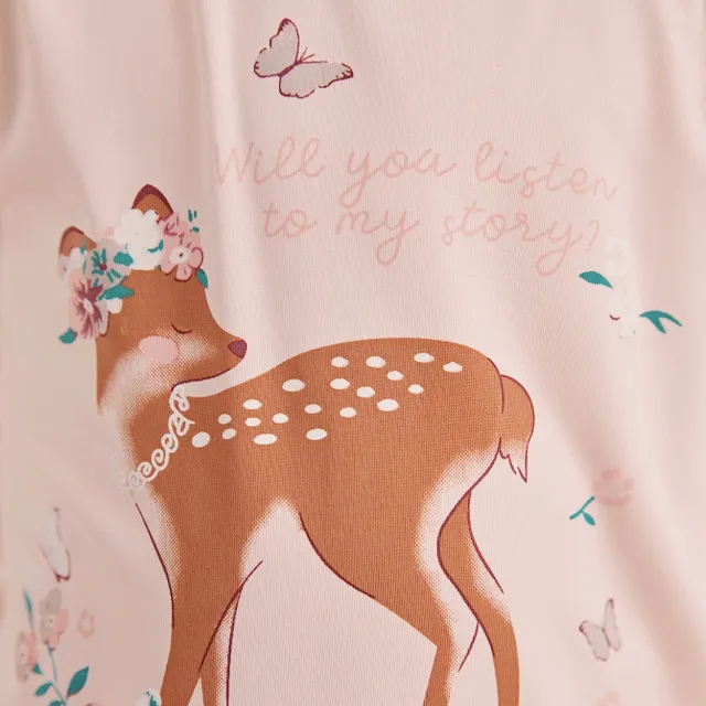 Girl set shirts and leggings for sleeping with cute animal motif