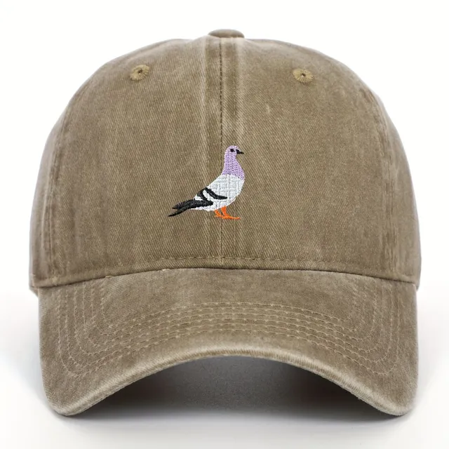 Worked pigeon retro cap - adjustable baseball cap made of denim