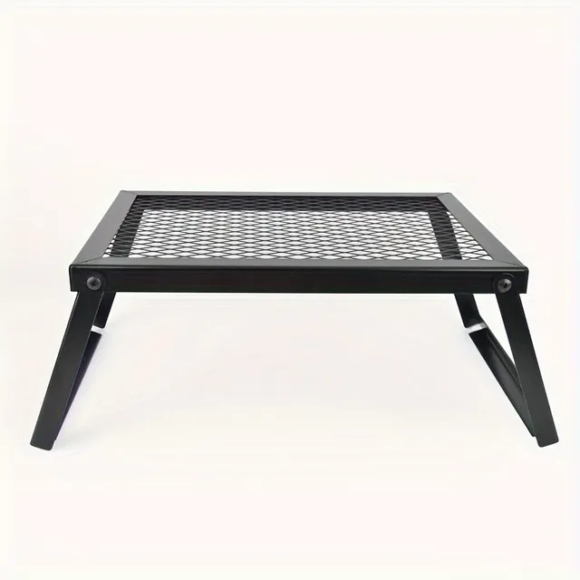 1pc Black Foldable Barbecue Grill With Four Legs For Outdoor Camping Picnic