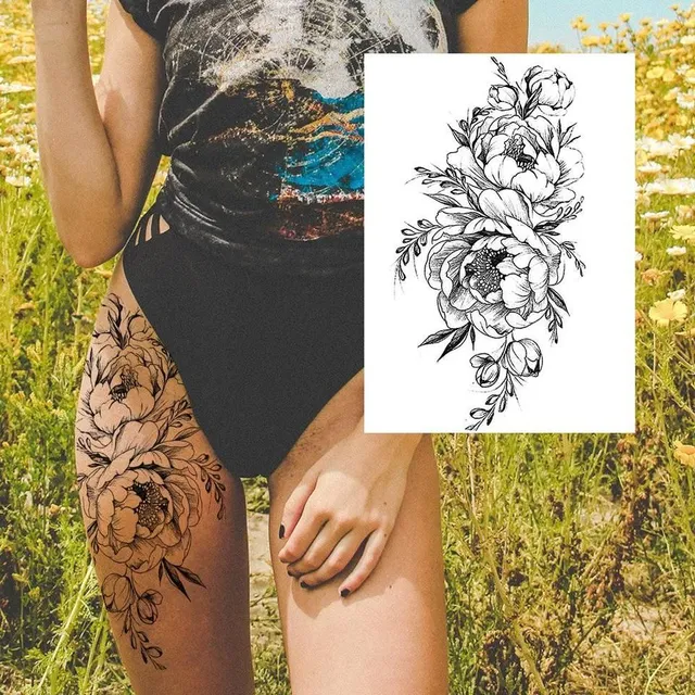 Tatuaj temporar sexy cu motive florale pentru femei