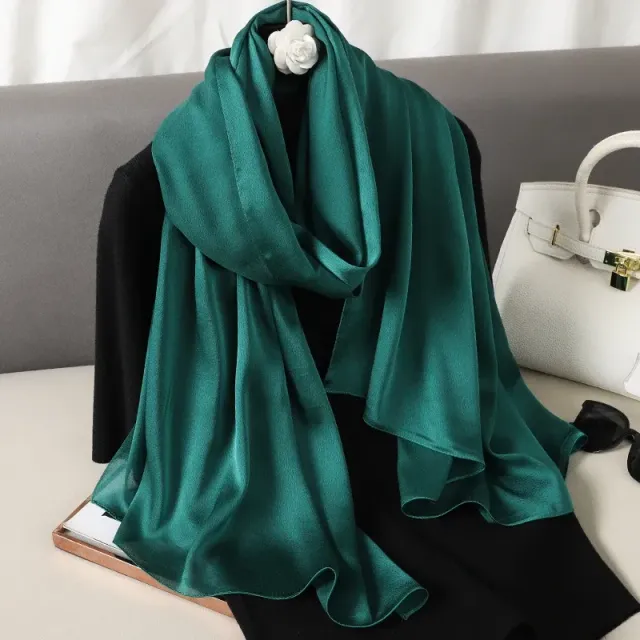 Fashionable satin scarf with a size of 90x180 cm for women