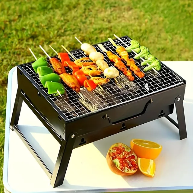 Portable folding barbecue for wood charcoal made of stainless steel - Barbecue for camping, hiking and picnic