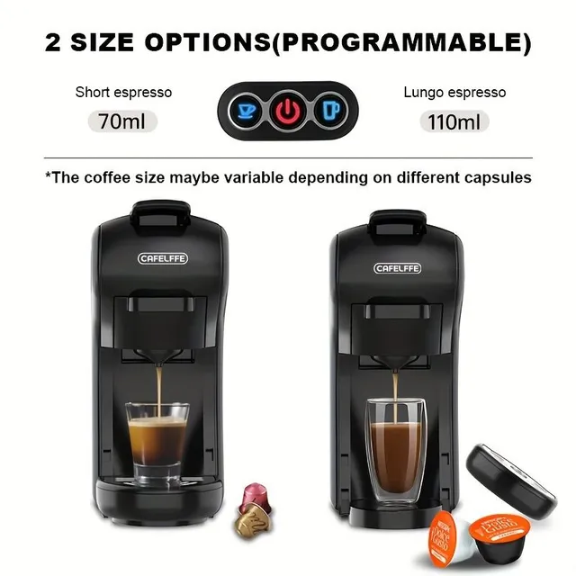 1ks Kapslový kávovar 19barový Espressovač na kapsle Nespresso, Dolce Gusto a mletou kávu