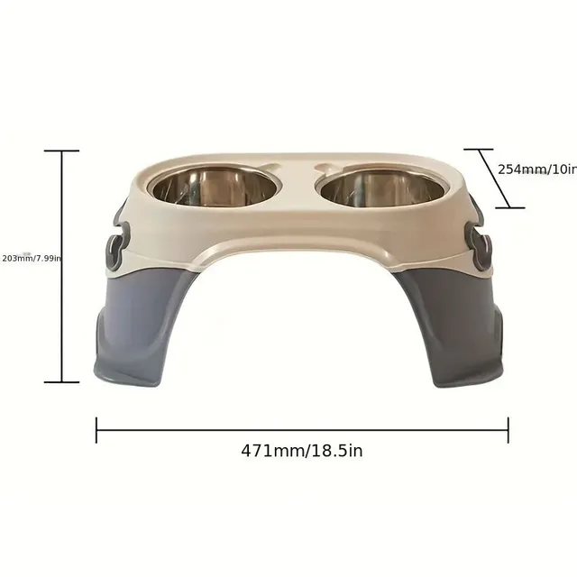 Increased stainless steel bowls for dogs with neck protection rack