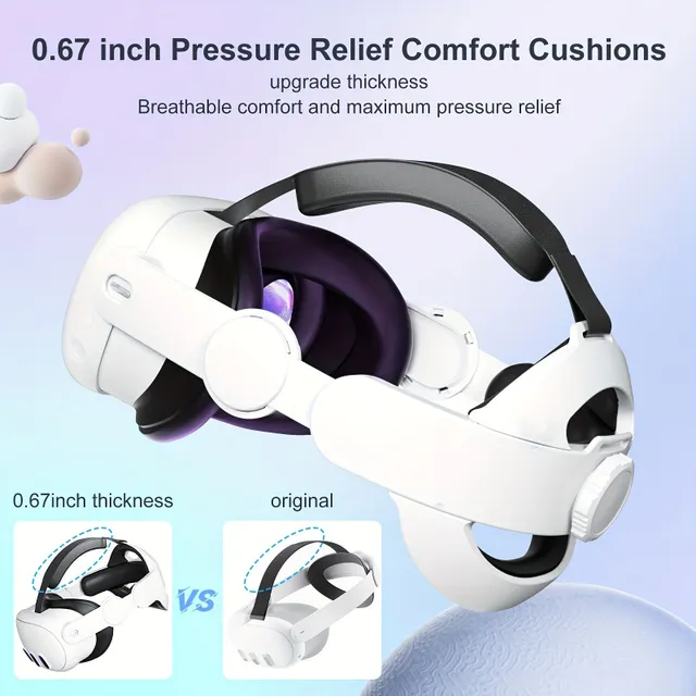 Curea pentru cap pentru Oculus Quest 3, bandă ajustabilă Halo 3 în 1, înlocuire pentru curea Elite, confort îmbunătățit și accesorii pentru imersiune în VR compatibile cu Oculus/Meta Quest 3