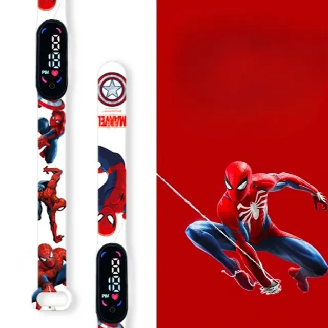 Ceasuri digitale pentru copii cu pedometru și motive cu Spider-Man