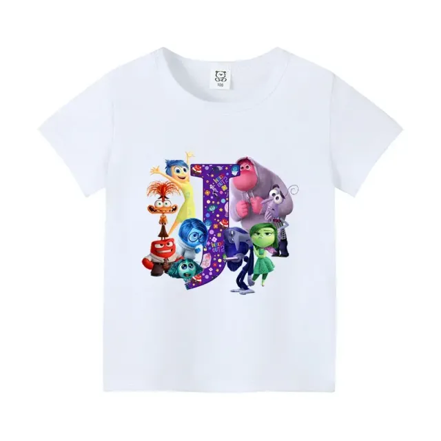 T-shirt enfant à manches courtes avec impression de lettres et personnages du film Vice-Versa 2 - Inside Out 2