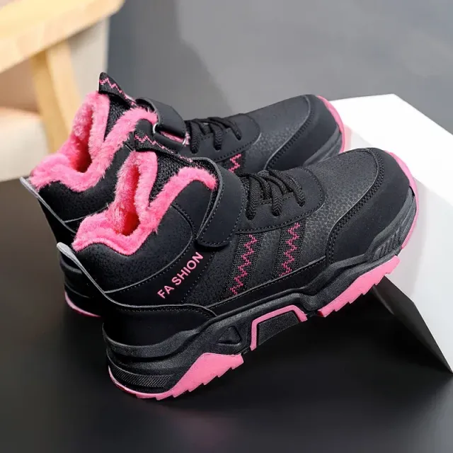 Children's winter shoes for boys, warm sports snow boots with cotton lining, fashion outdoor sneakers