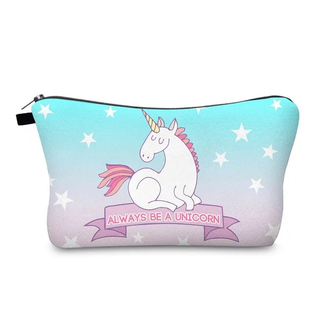 Travel cosmetic bag with cute unicorn