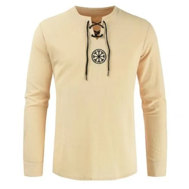 Medieval / Slavic / Viking shirt with lacing beige m