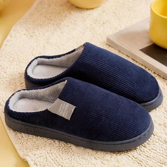 Women's warm slippers with thick soles - plush, non-slip