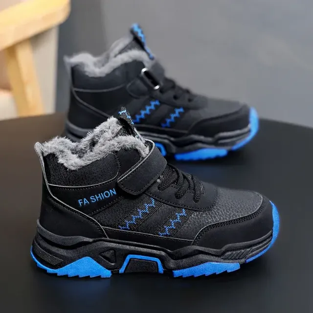 Children's winter shoes for boys, warm sports snow boots with cotton lining, fashion outdoor sneakers