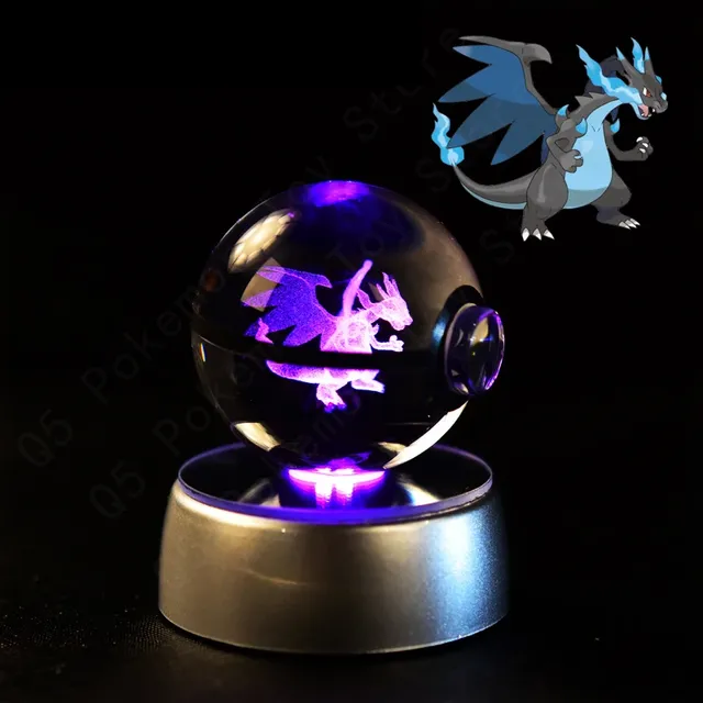 Aranyos Pokéball alakú 3D asztali lámpa Pokémon motívummal