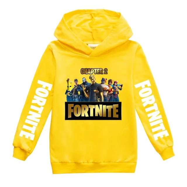 Children's sweatshirt with hood and printing on sleeves and chest Fortnite