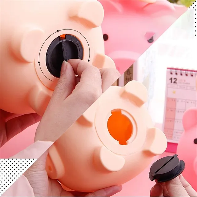 One-colour portable mini cash box in the shape of a piggy bank