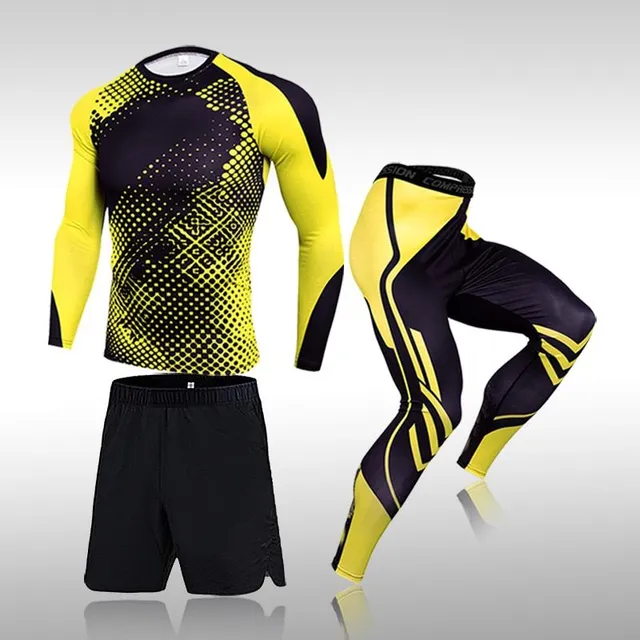 Men's modern set of sports compression clothing with shorts