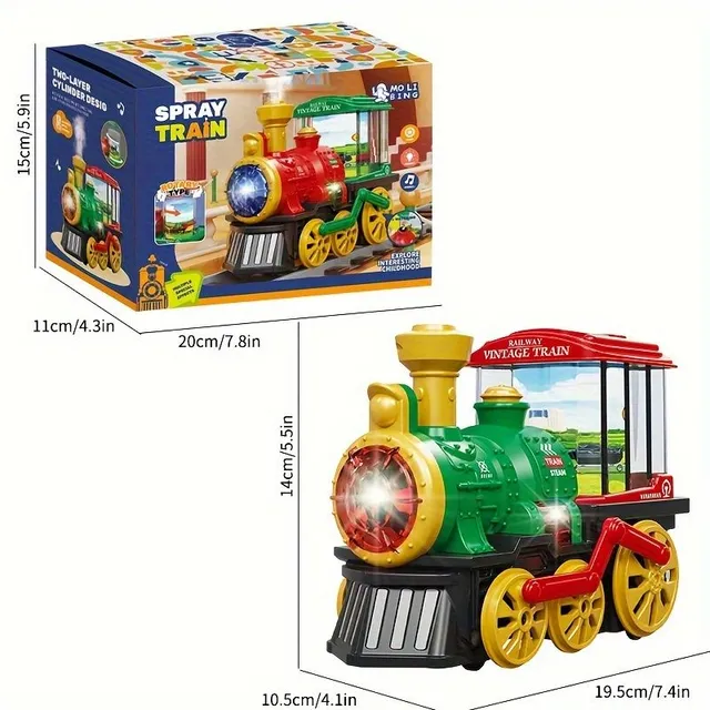 Interactive steam train with light, sound and smoke for children from 3 to 5 years old