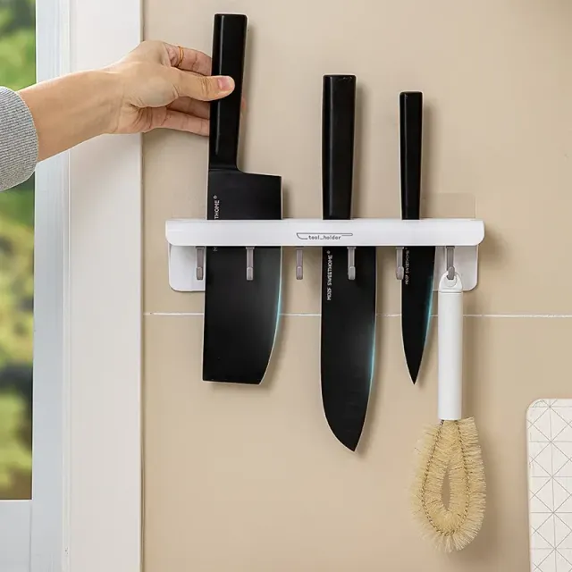 Multifunkční nástěnný úložný box na kuchyňské nože a příbory