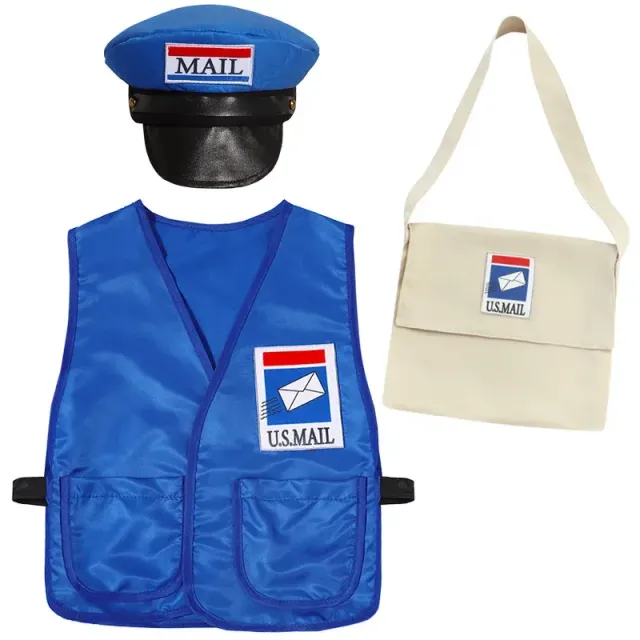 Child costume in delivery courier - postman