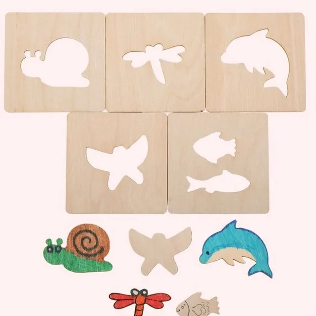 Children's wooden drawing templates - 20 pcs