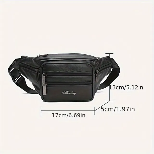 Leather multifunctional crossbody bag made of beef leather for sport and leisure