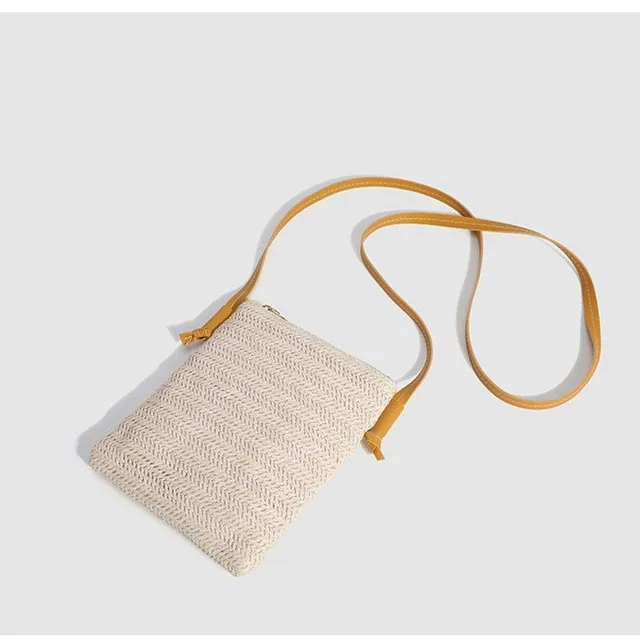 Women's Straw Shoulder Beach Bag Pearl