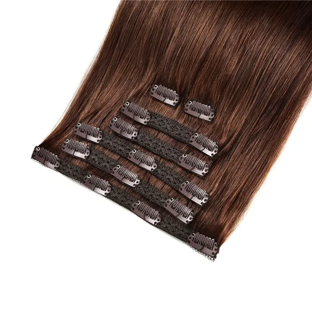 Extensions de cheveux naturels à clip pour femmes et filles - lisses, Remy, pour un usage quotidien