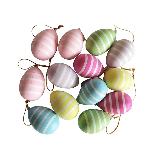 12 pieces Easter eggs to decorate house or garden - cheerful colorful plastic eggs
