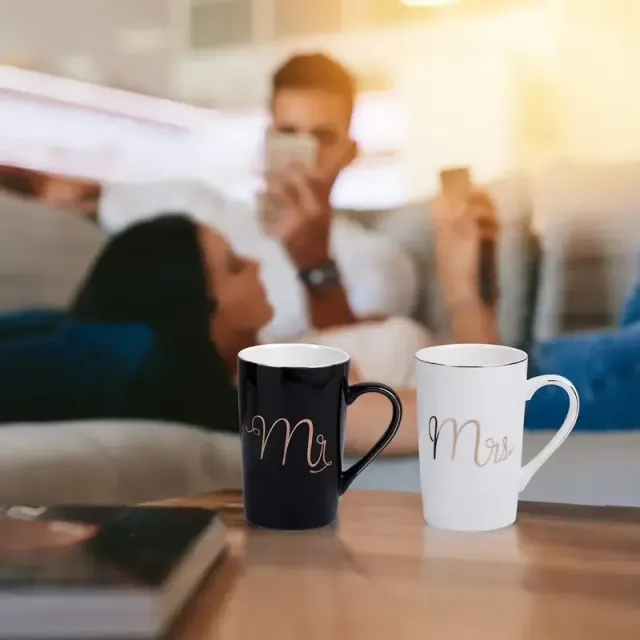 Set căni de cafea pentru domn și doamnă, Cadouri de nuntă unice pentru mireasă și mire, Cadoul aniversar pentru el și ea, Cadouri de logodnă pentru el și ea, pentru părinți, de Ziua Îndrăgostiților