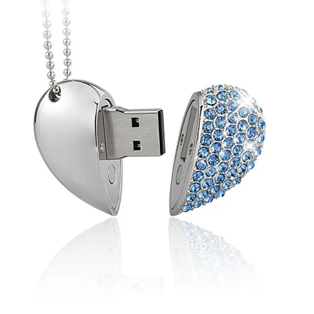 USB flash drive heart with rhinestones