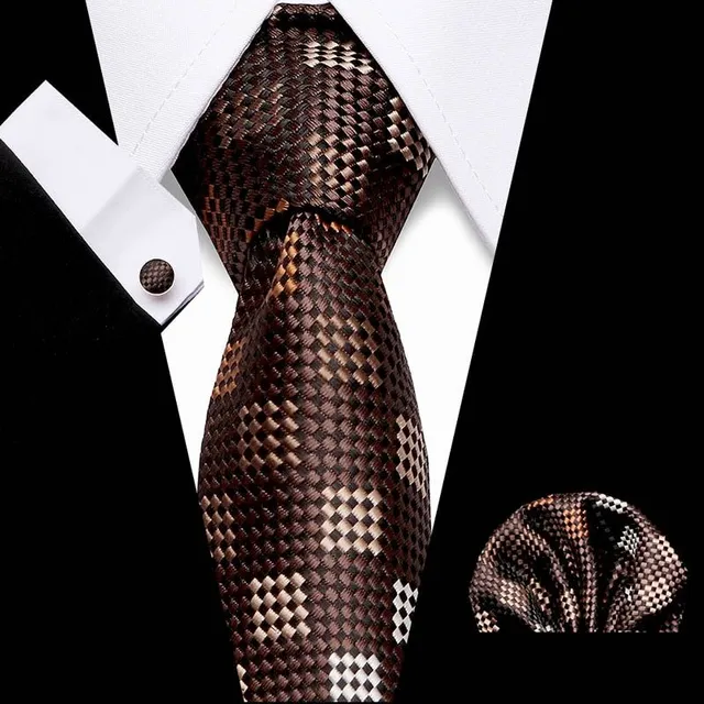 Męski zestaw biznesowy z modnym wzorem - krawat, chust