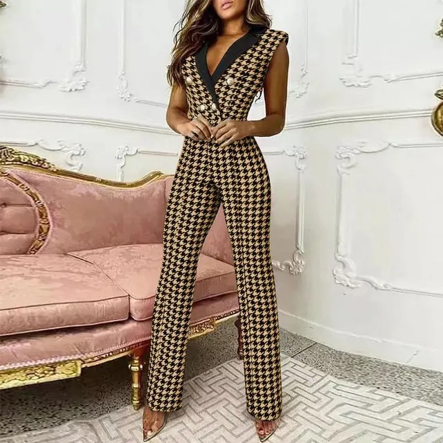 Women's luxury plaid jumpsuit Malaika