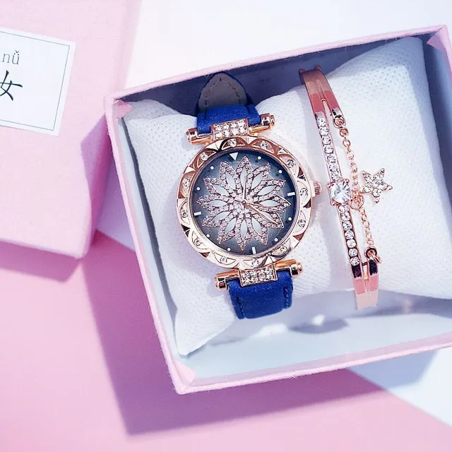 Ladies set watch + bracelet Star blue-with-bracelet