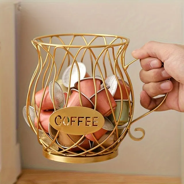 Scandinavian inspired metal coffee capsule holder - elegant stand for home & café display snacks