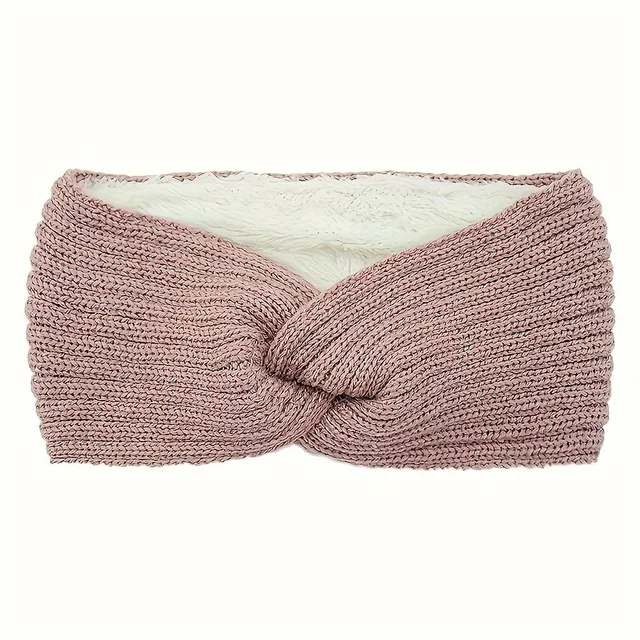 Fashion knitted headband with cross pattern - warm, soft, protects ears from cold