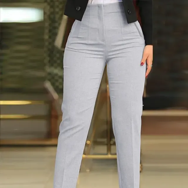 Elegant high-waisted trousers for women, monochrome and suitable for everyday wear