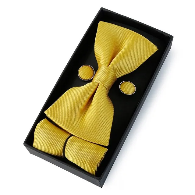 Men's bow tie, handkerchief and cuff links Augustine